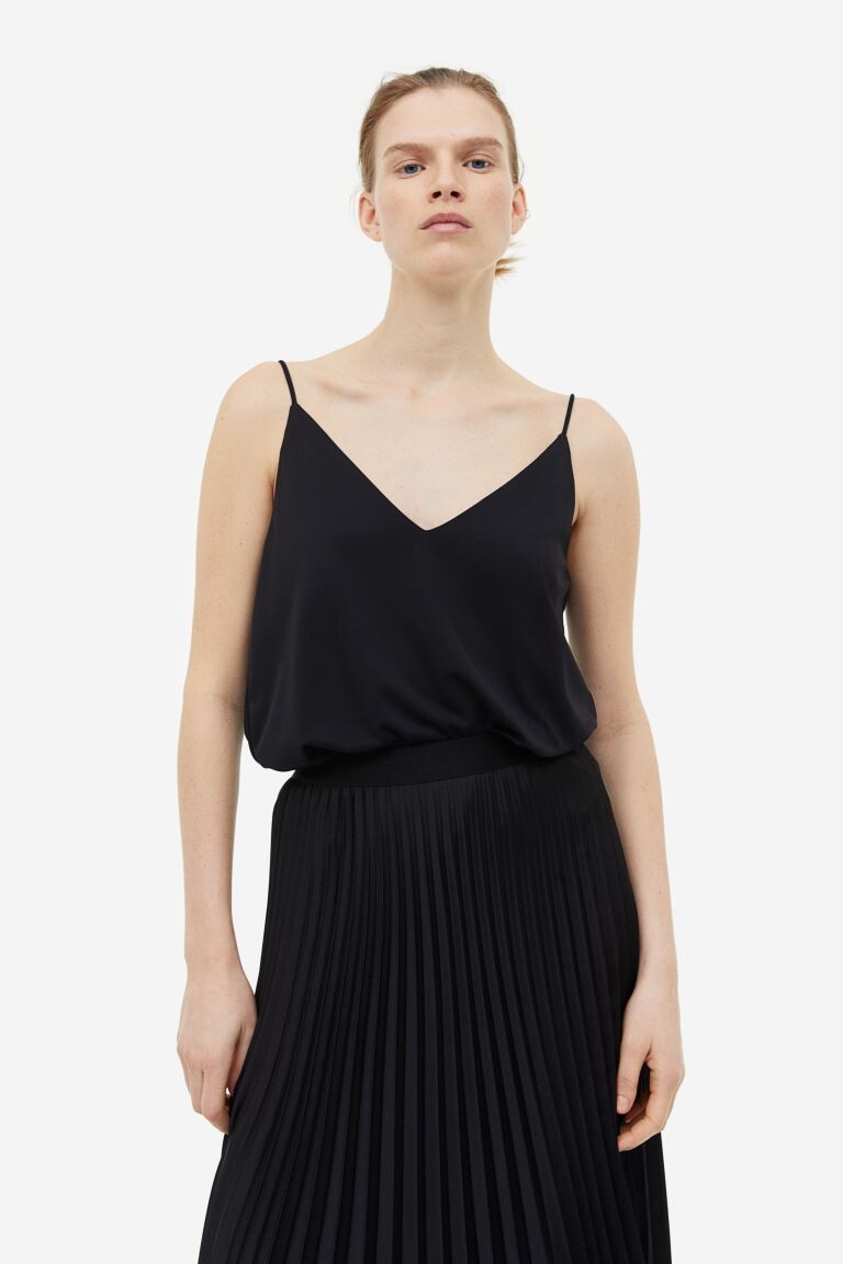 

Топ на бретелях с V-образным вырезом H&M, черный