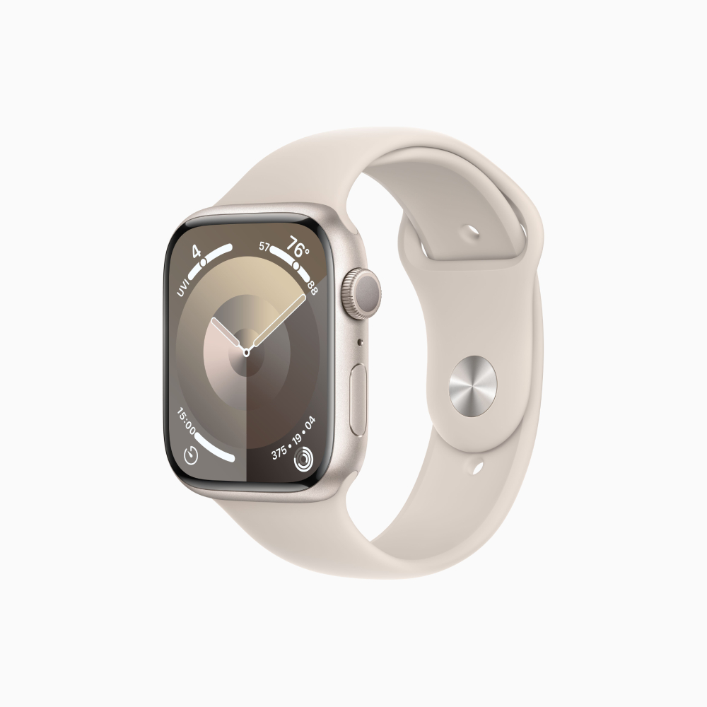 Умные часы Apple Watch Series 9 (GPS), 45мм, Starlight Aluminum Case/Starlight Sport Band - M/L умные часы apple watch series 8 45mm sport m l mnuq3ll a starlight