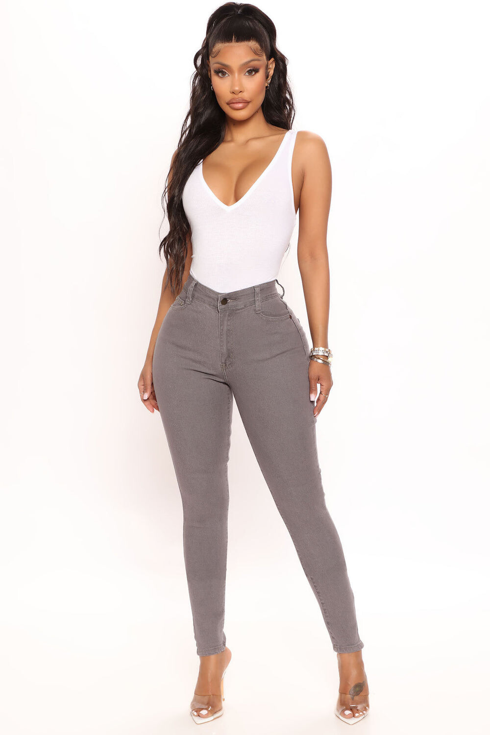 

Джинсы скинни Fashion Nova BOD4, серый
