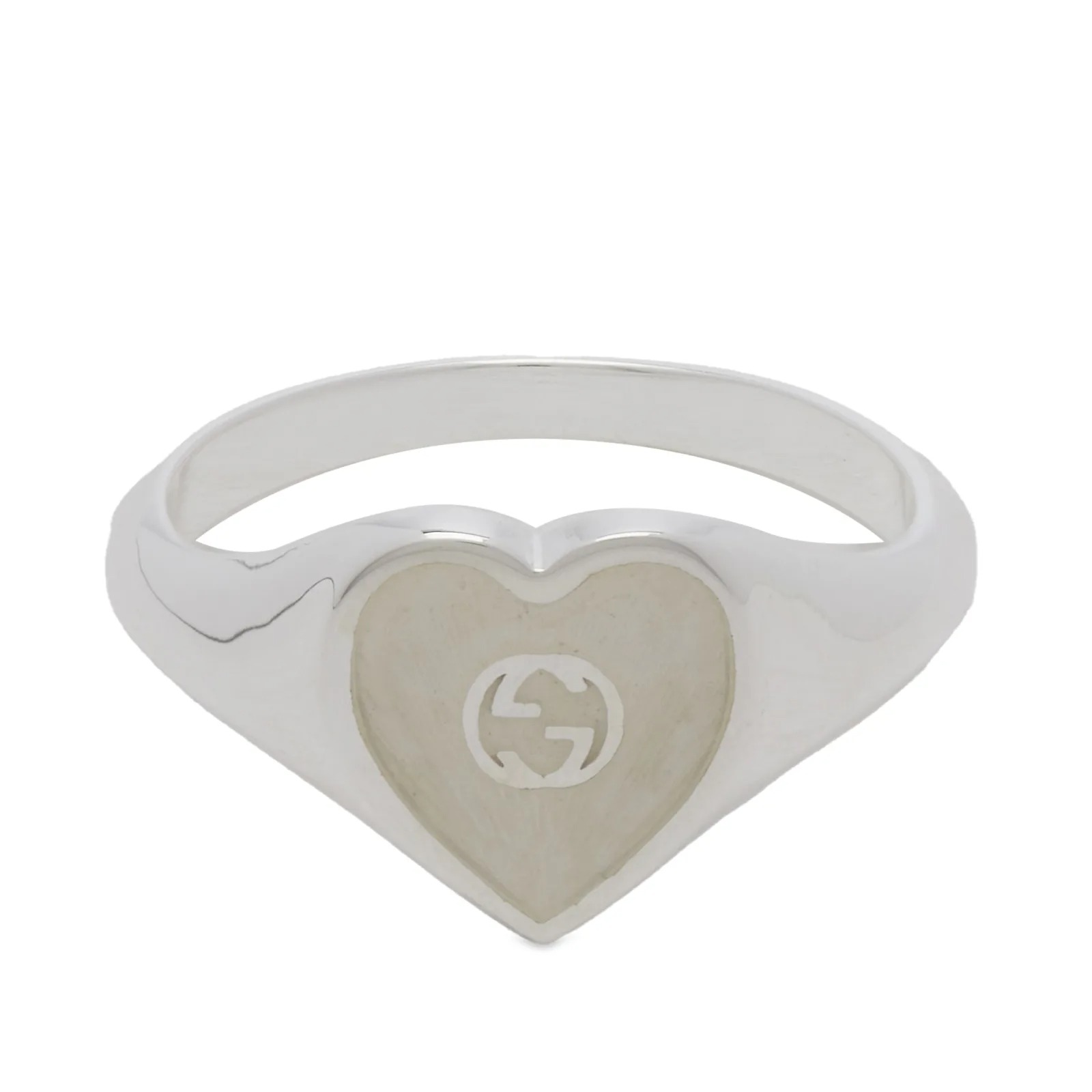 Кольцо Gucci Jewellery Heart Enamel, серебрянный