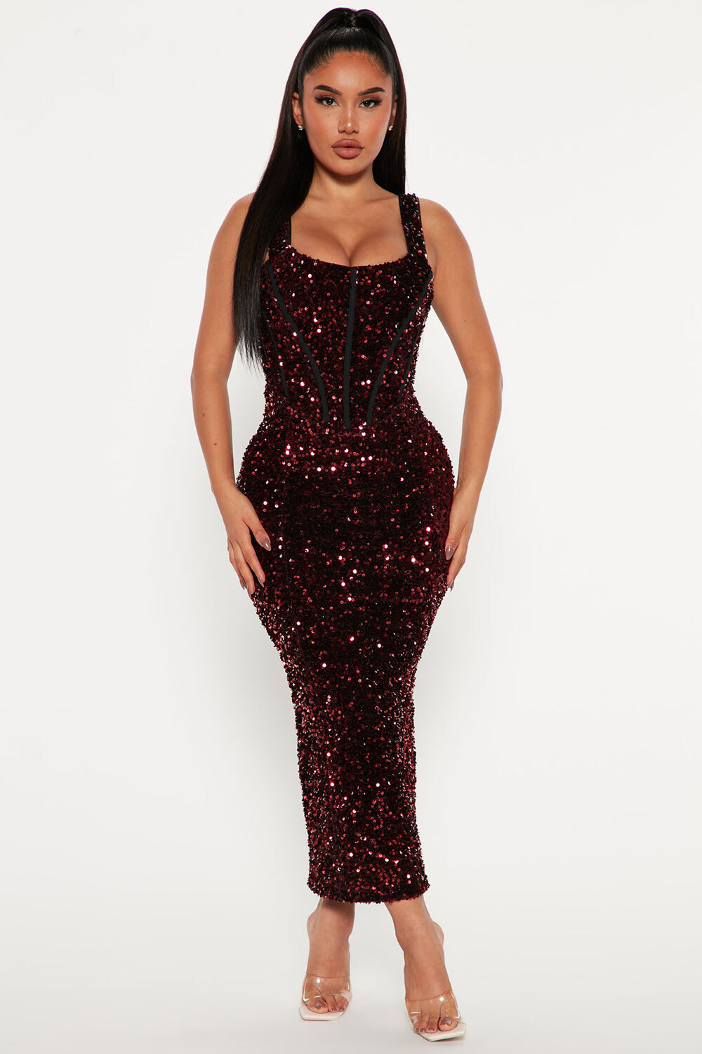 

Платье Fashion Nova LIN436, бордовый