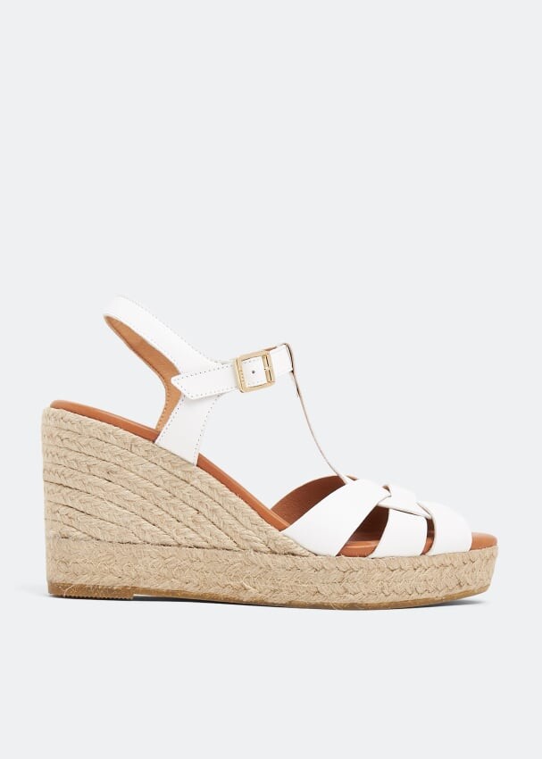 

Сандалии KANNA Leather espadrille wedge sandals, белый