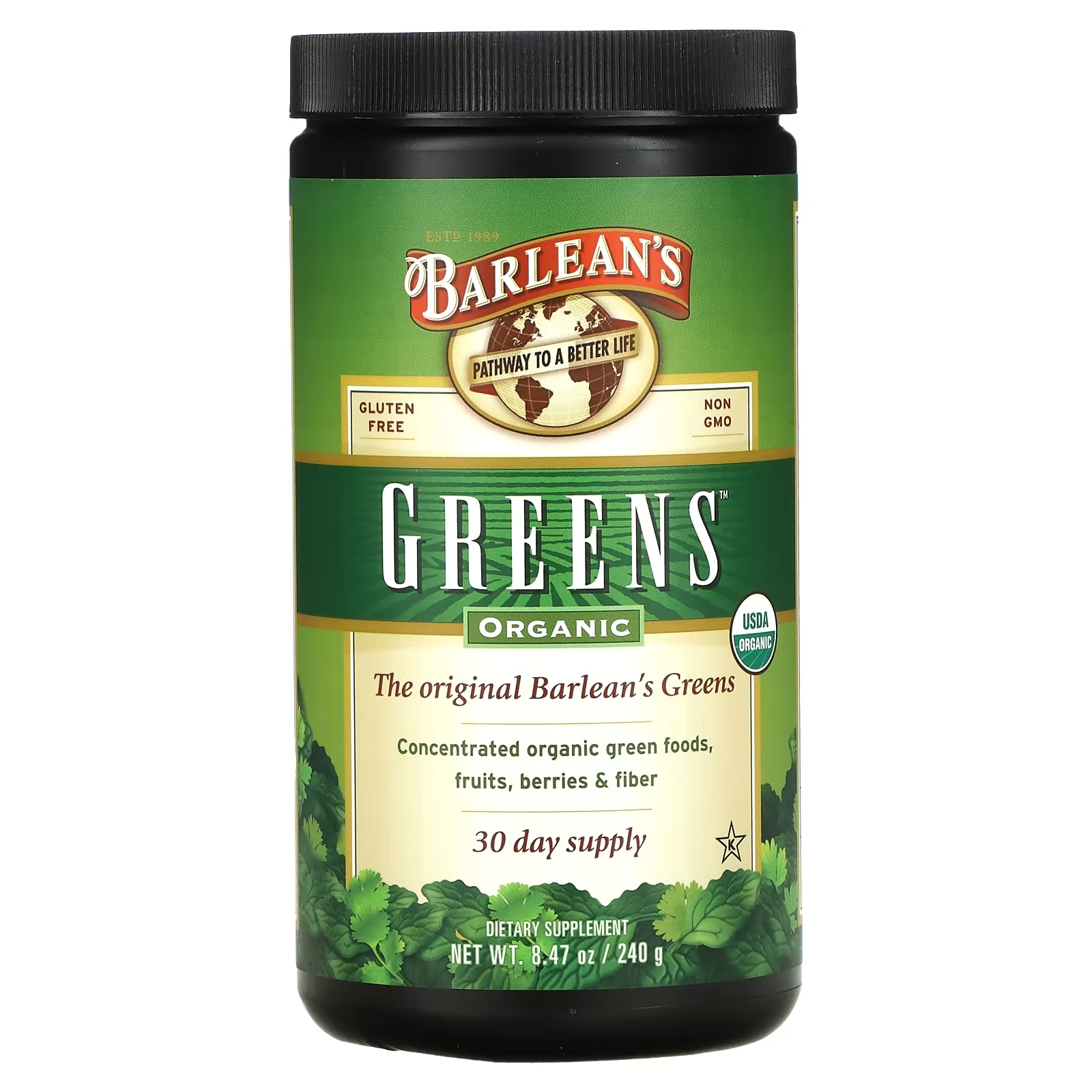 Органическая Зелень Barlean's в форме порошка, 240 г bare organics органическая морская зелень иммунная смесь в виде порошка 8 унций