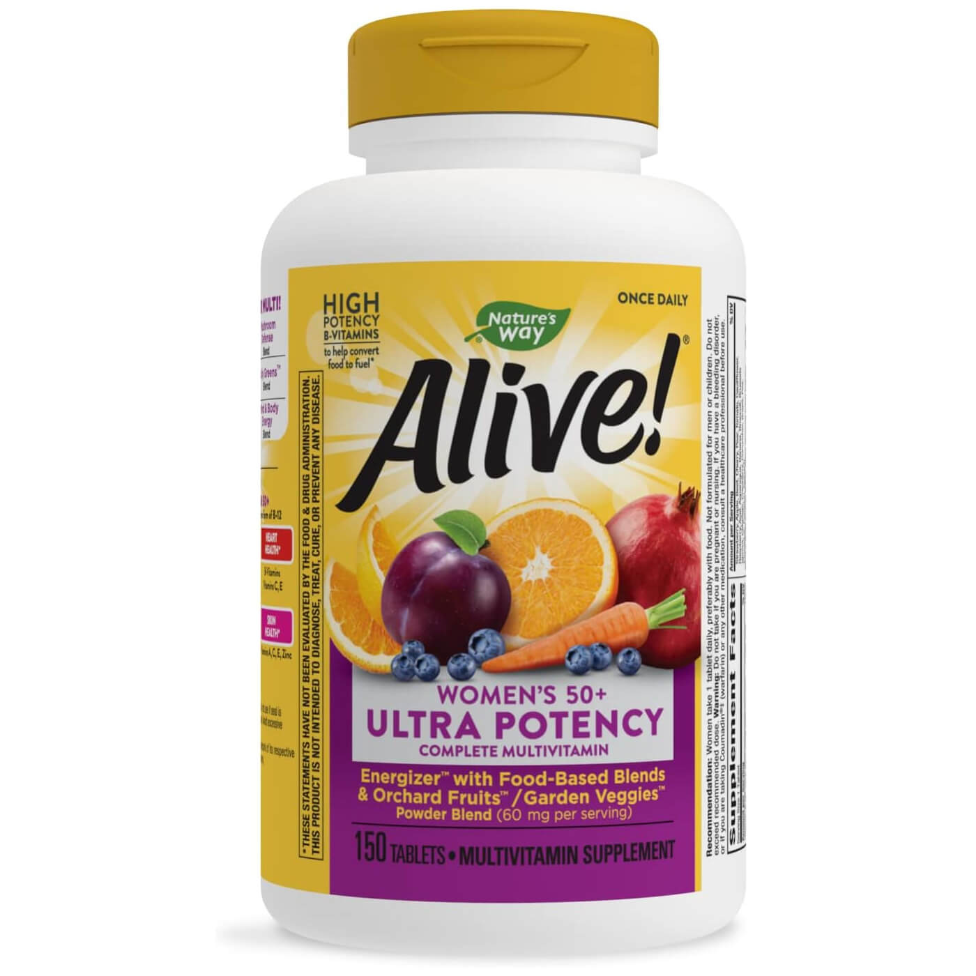 Мультивитамины для женщин 50+ Nature's Way Alive! Ultra Potency Complete Gluten-Free, 150 таблеток полноценный мультивитамин ultra potency 60 таблеток men s 50 nature s way