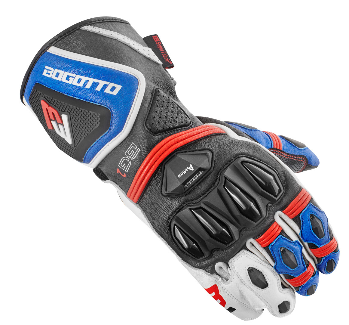 Мотоциклетные перчатки Bogotto Monza с регулировкой на запястье, синий/белый/красный