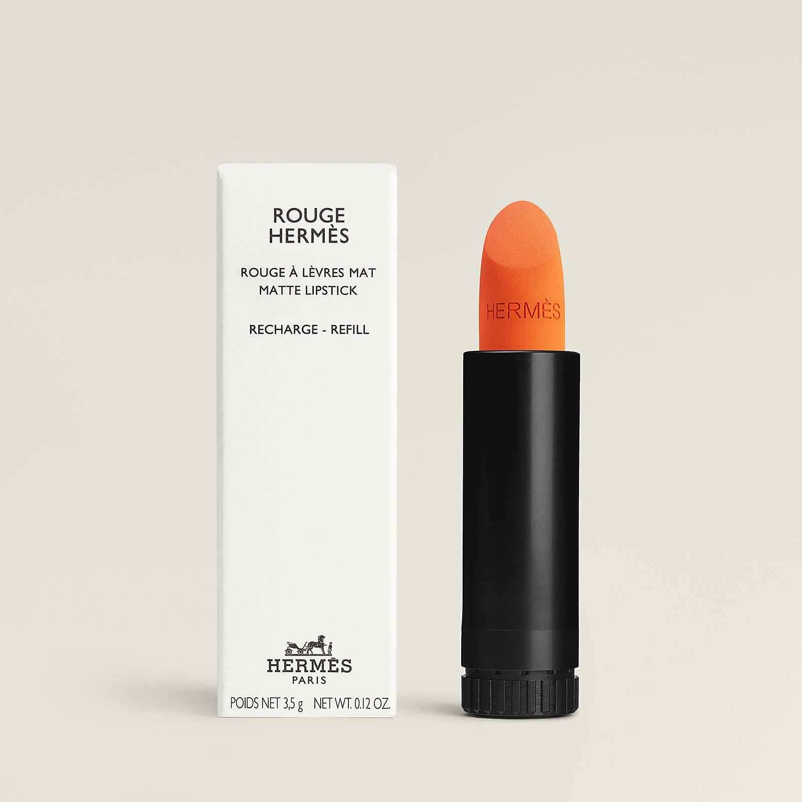 Сменный картридж для матовой помады Hermès Rouge Matte, тон 33 Orange Boîte, 3,5 г