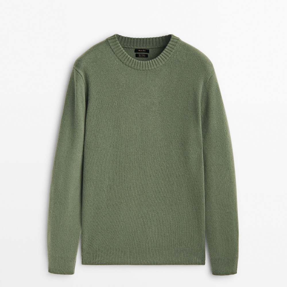 Свитер Massimo Dutti Wool Blend Knit, хаки свитер massimo dutti wool blend boat neck knit темно зеленый