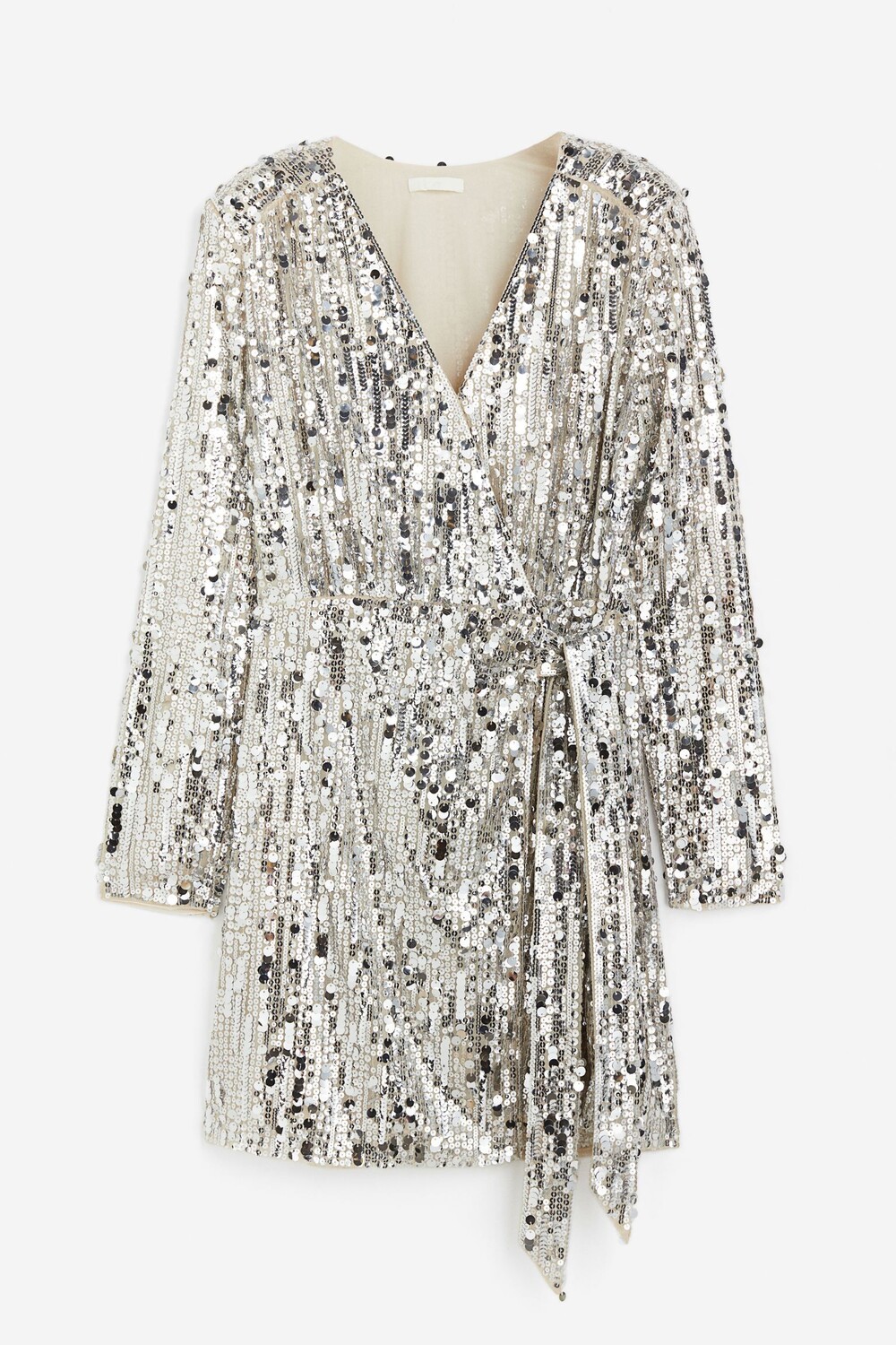 

Платье H&M Sequined Wrap, светло-бежевый/серебристый