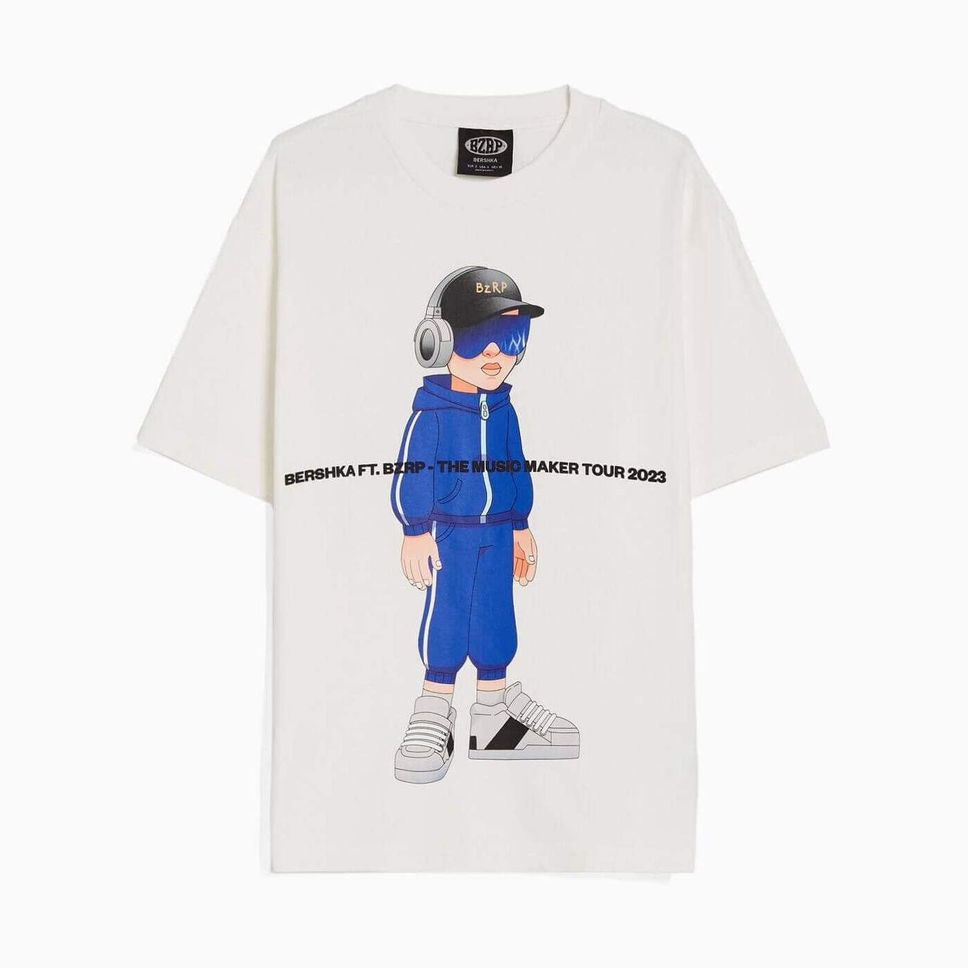 

Футболка Bershka Bizarrap Print Boxy Fit, белый