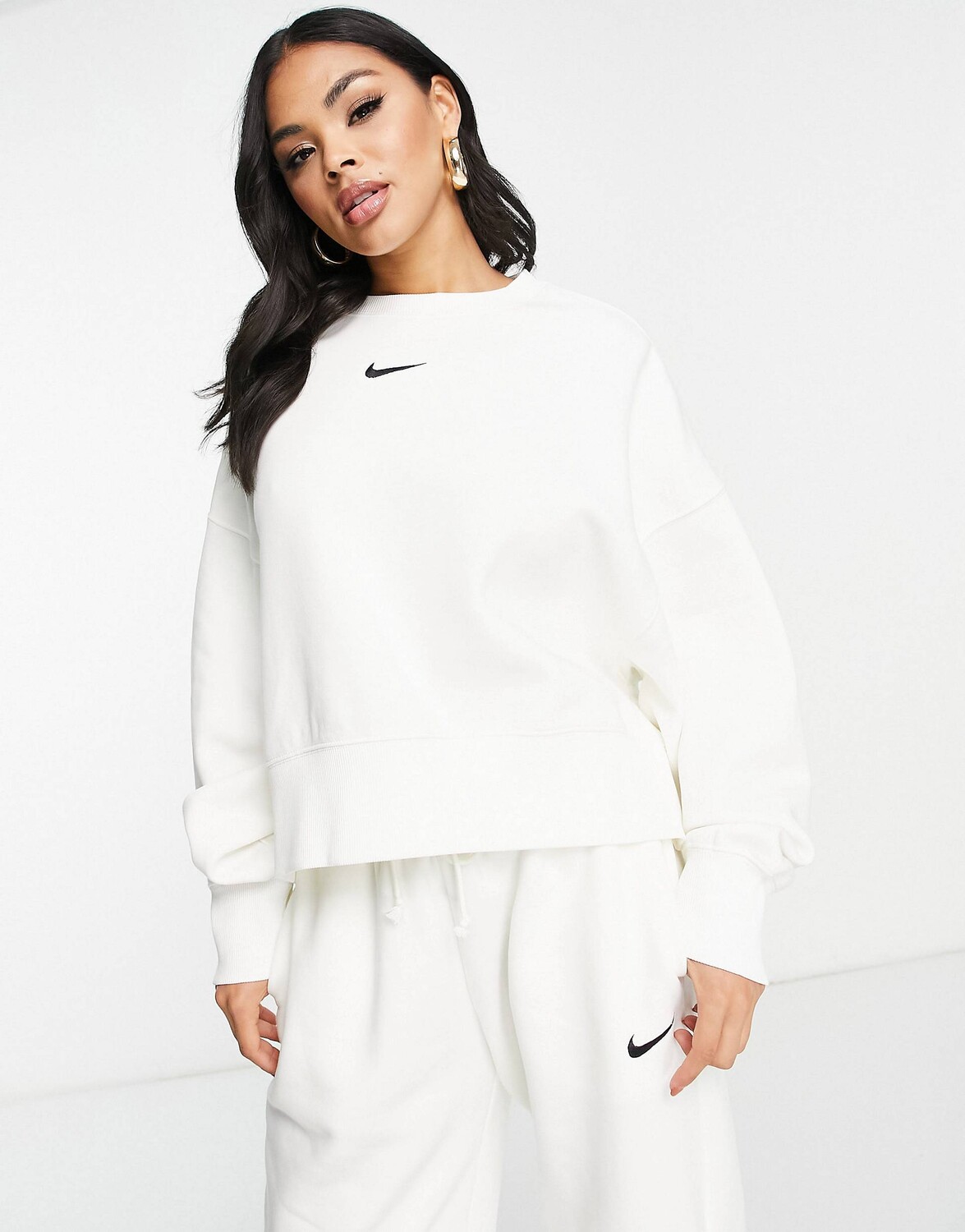 

Укороченная толстовка свободного кроя Nike mini swoosh белого цвета с парусами, Белый