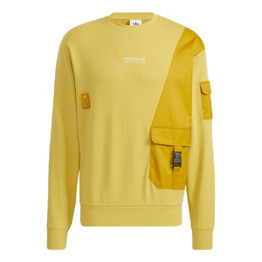 цена Толстовка Adidas originals Contrasting Colors Big Pocket Splicing Knit Sports Round Neck Pullover Yellow, Желтый