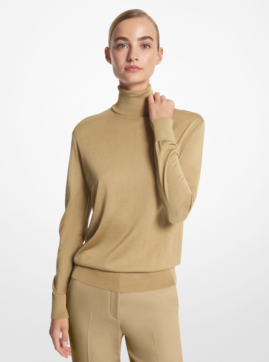 

Шелковая водолазка Michael Michael Kors Joan Featherweight, бежевый