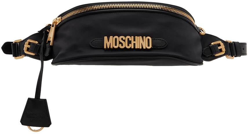 

Черный клатч с логотипом Moschino