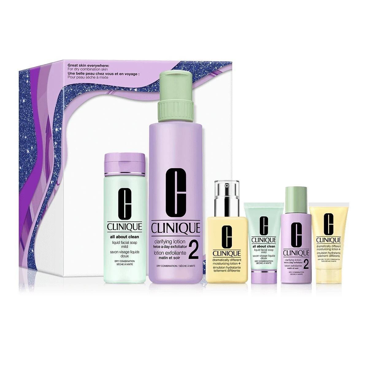 

Набор Clinique Great Skin Everywhere 3-Step Skincare For Dry Skin, 6 предметов