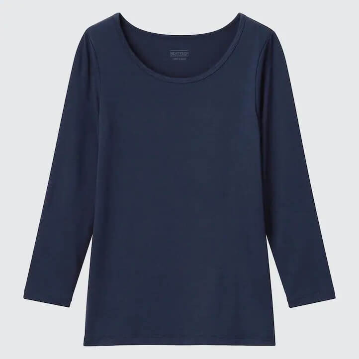 

Футболка детская Uniqlo Heattech Scoop Neck Long Sleeved Thermal, темно-синий