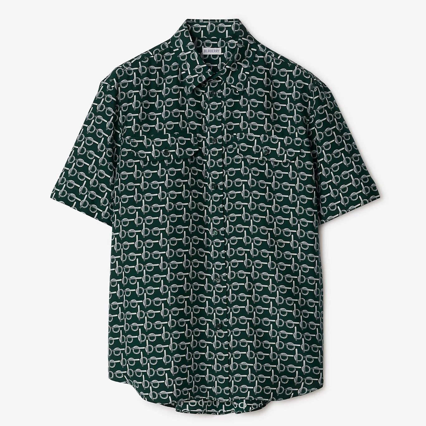 Рубашка Burberry All Over Print Short-Sleeve, серебристый/зеленый