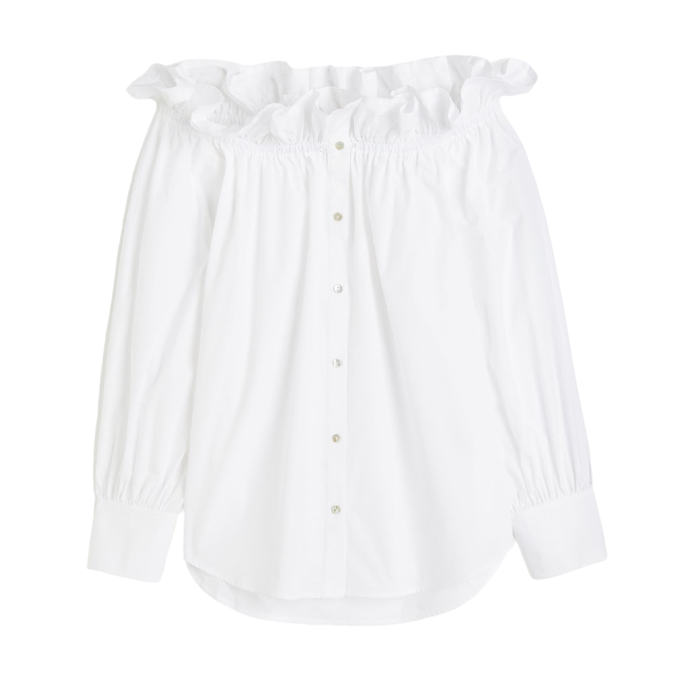 Блузка H&M Off-the-shoulder, белый