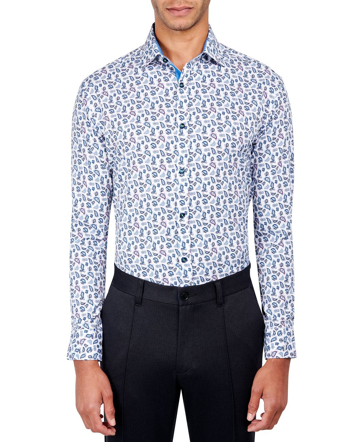 

Мужская классическая рубашка slim-fit paisley performance Society of Threads, белый