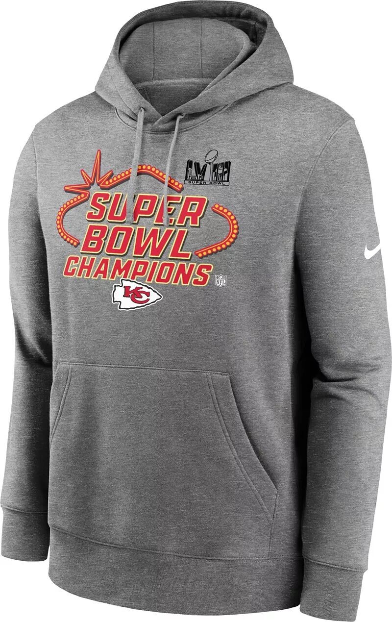 

Толстовка Nike для взрослых Super Bowl LVIII Champions Kansas City Chiefs в раздевалке
