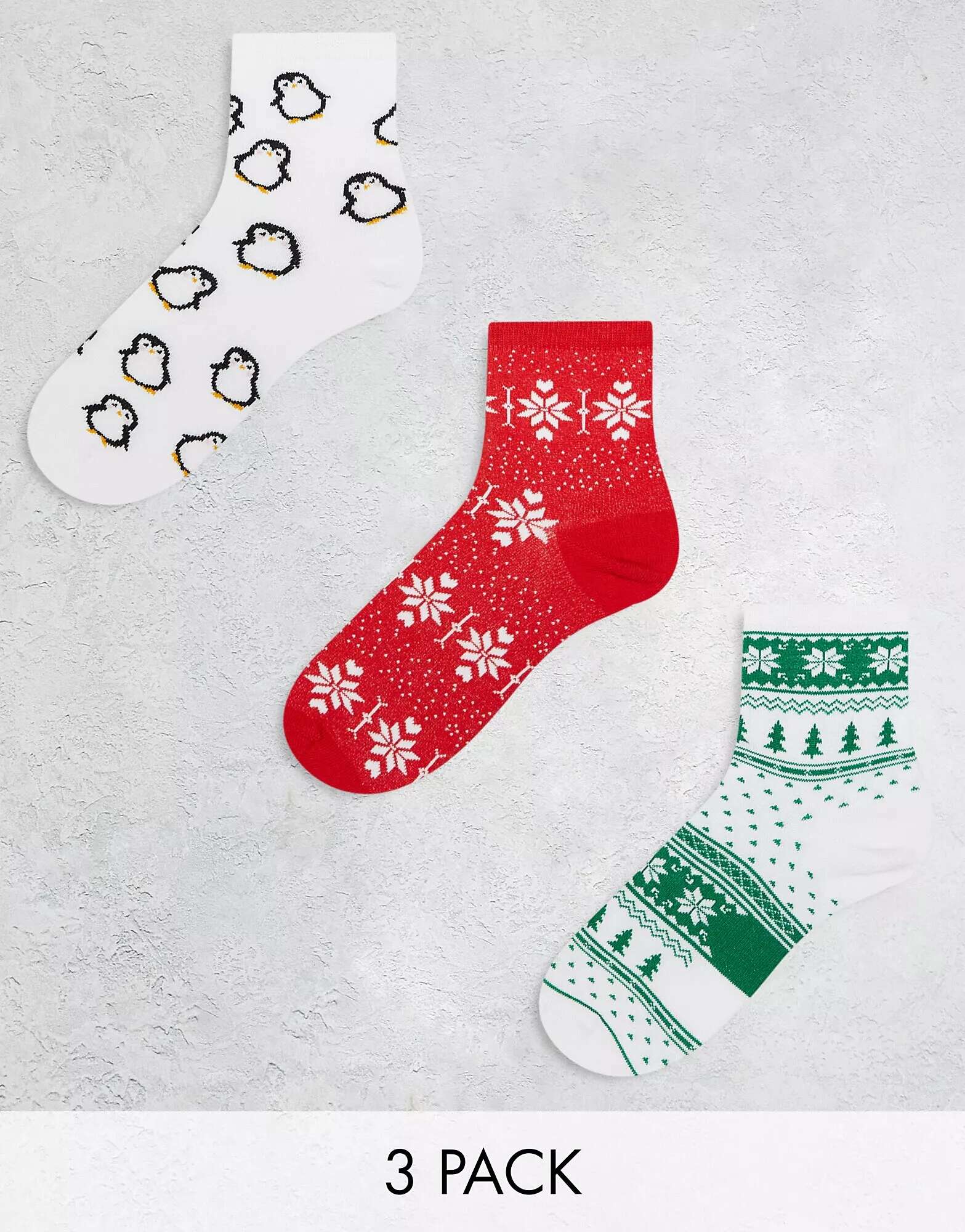 3 пары рождественских носков до щиколотки в подарочной упаковке ASOS фото