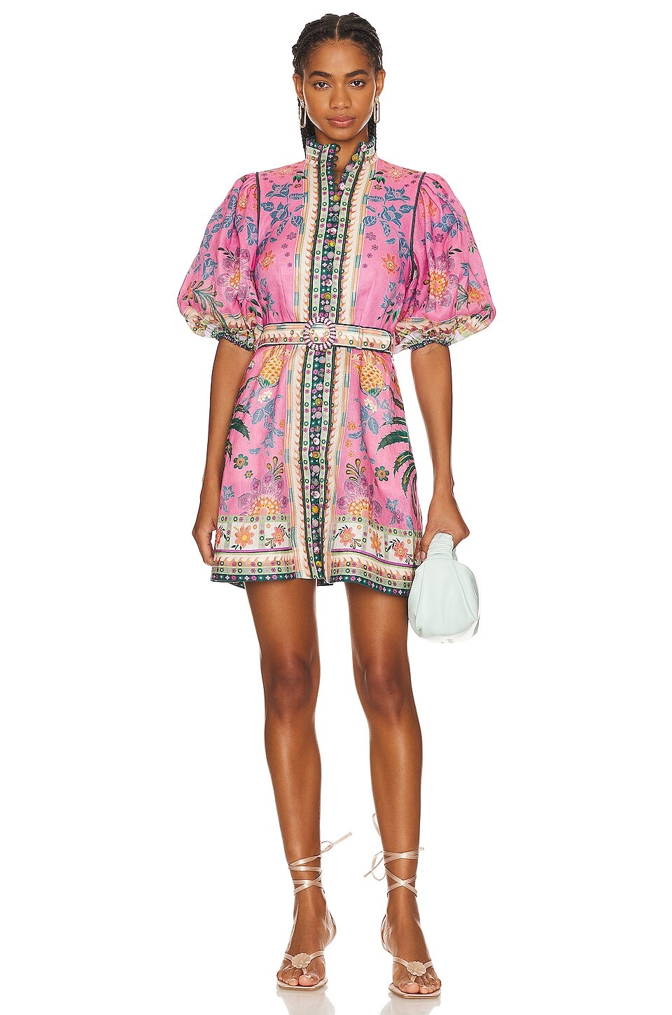 

Платье мини Zimmermann Ginger Buttoned, цвет Pink Multi