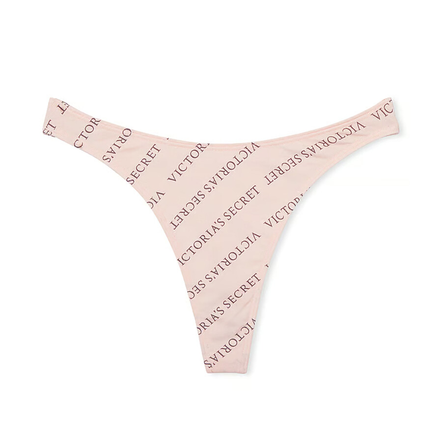 

Трусики-стринги Victoria's Secret Stretch Cotton High-Leg Scoop Thong Classic, бледно-розовый