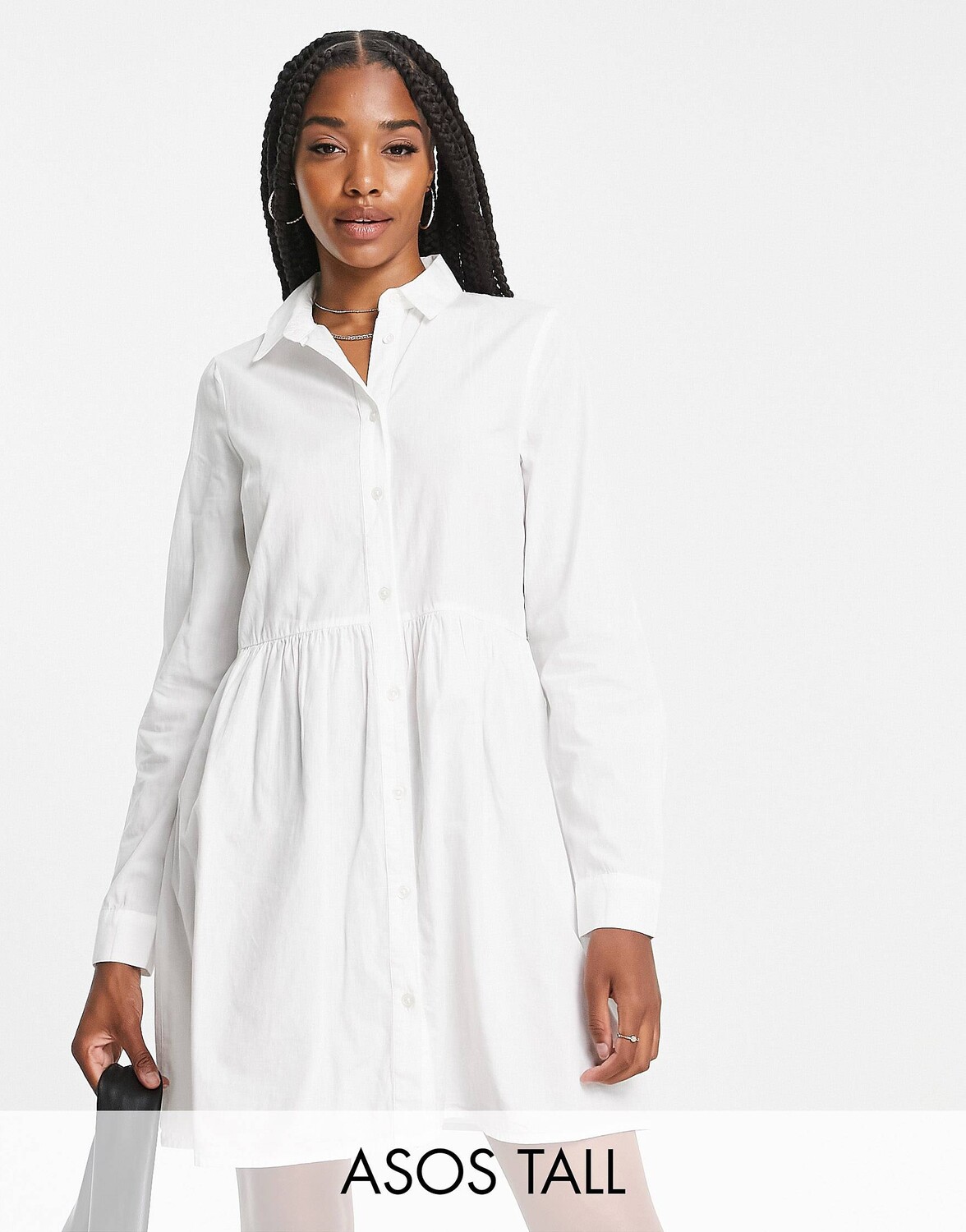 

Белое платье-рубашка мини из хлопка ASOS DESIGN Tall