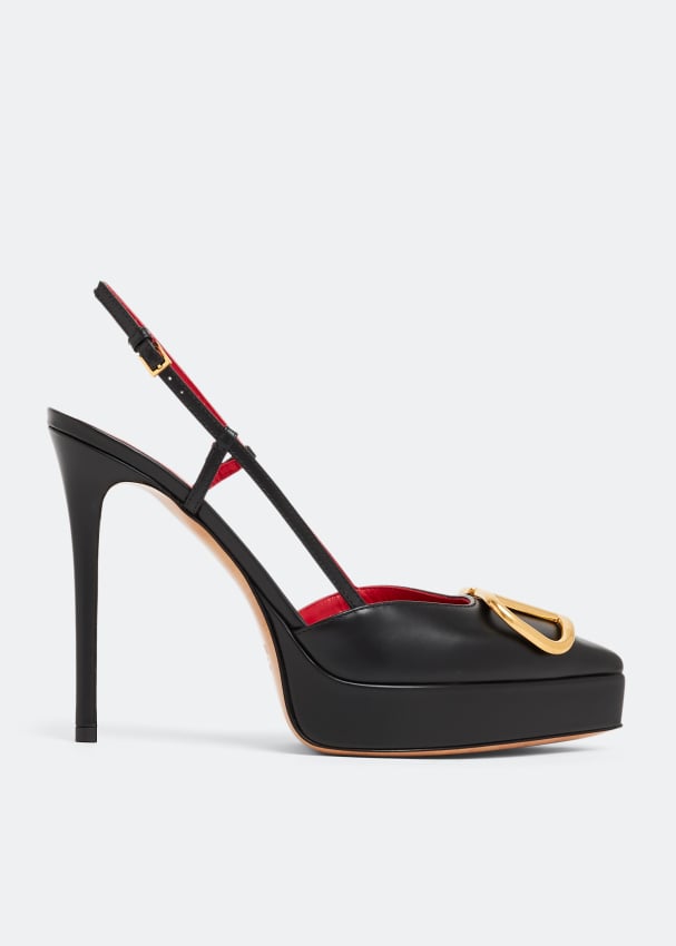 Туфли VALENTINO GARAVANI VLogo Signature platform pumps, черный туфли лодочки женские замшевые роскошные брендовые с блокировкой цветов заостренный носок тонкий каблук элегантная офисная обувь пика