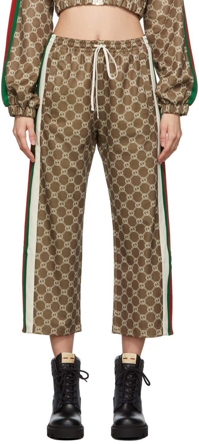 

Брюки цвета хаки Interlocking G Lounge Gucci