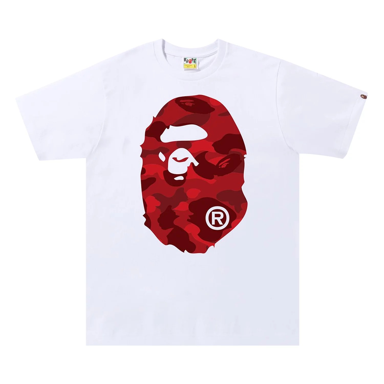 Футболка Bape Color Camo Big Ape Head, белый/красный - фото