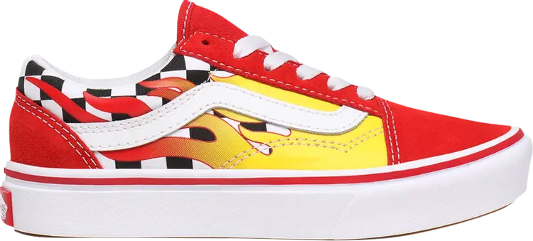 

Кеды Vans ComfyCush Old Skool Kids Flame Checkerboard, красный
