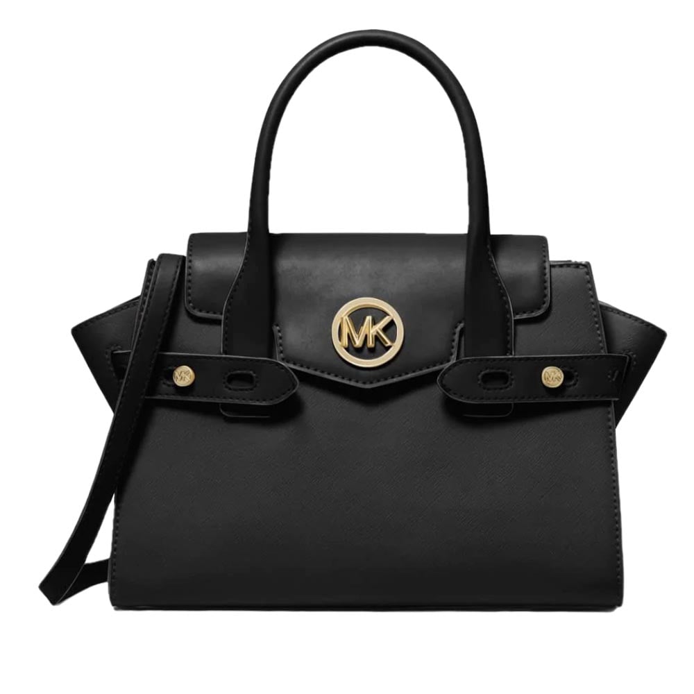 Сумка-тоут Michael Kors Carmen Leather Medium Fla, черный - фото