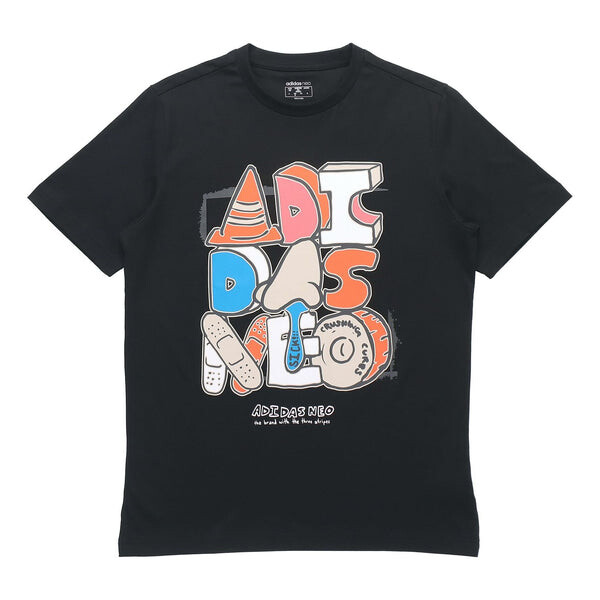 

Футболка Adidas neo M Ssfv5 Tee1 Funny Cartoon Printing Logo Sports Round Neck Short Sleeve Black, Черный