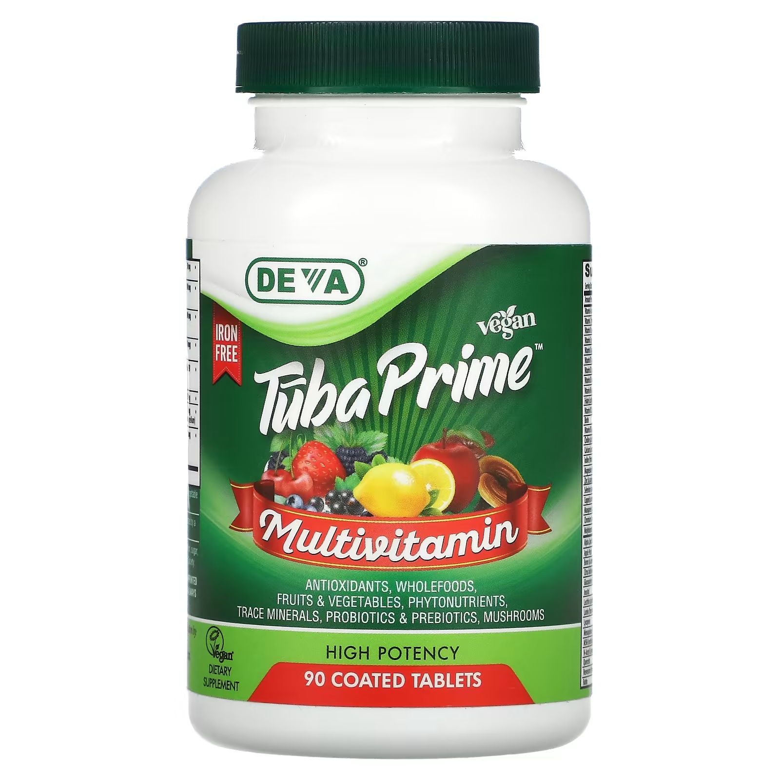Deva Tuba Prime веганский мультивитаминный комплекс без железа высокая эффективность, 90 таблеток