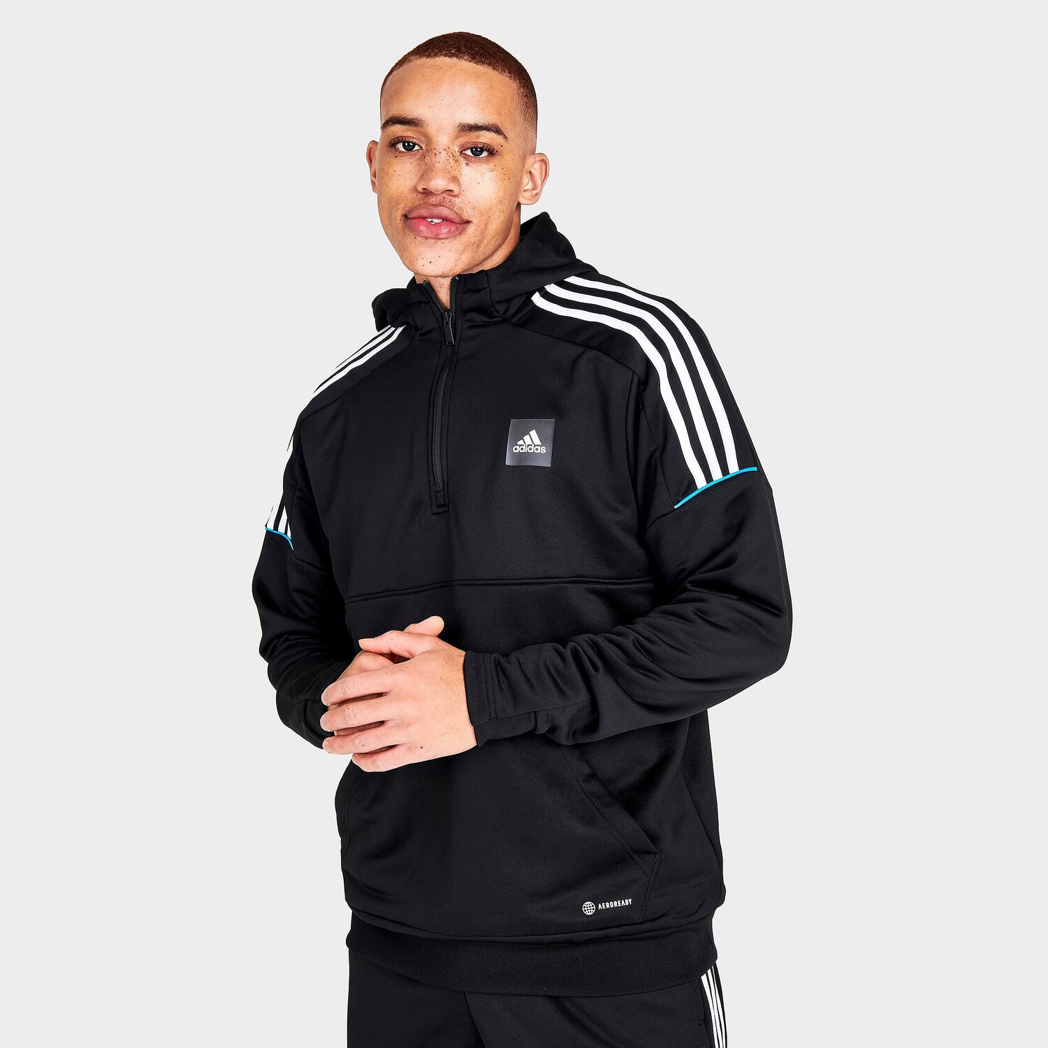 

Мужская спортивная футболка Adidas Sportswear с капюшоном и капюшоном в футбольном стиле, черный
