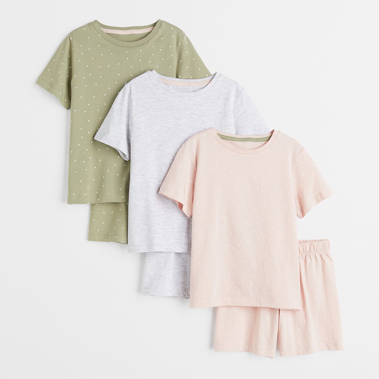 

3 пары хлопковых пижам H&M Spotted, зеленый хаки