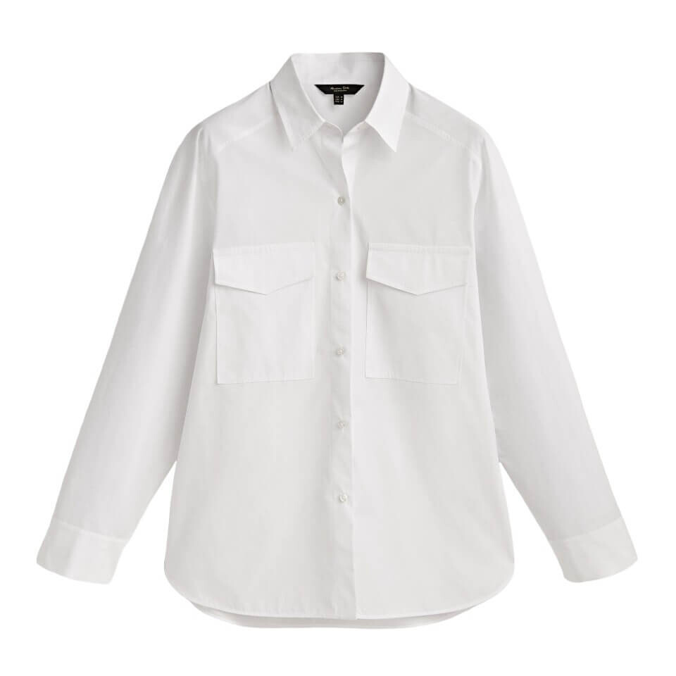 

Рубашка Massimo Dutti Cotton Poplin With Pockets, белый