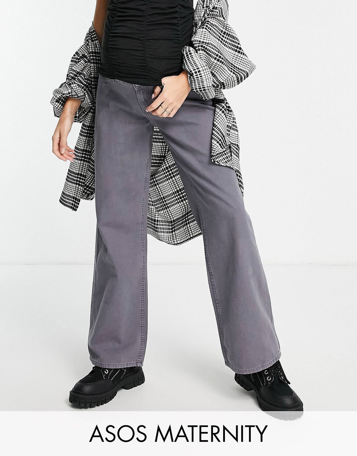 

Выбеленные серые брюки широкого кроя для беременных ASOS DESIGN Maternity