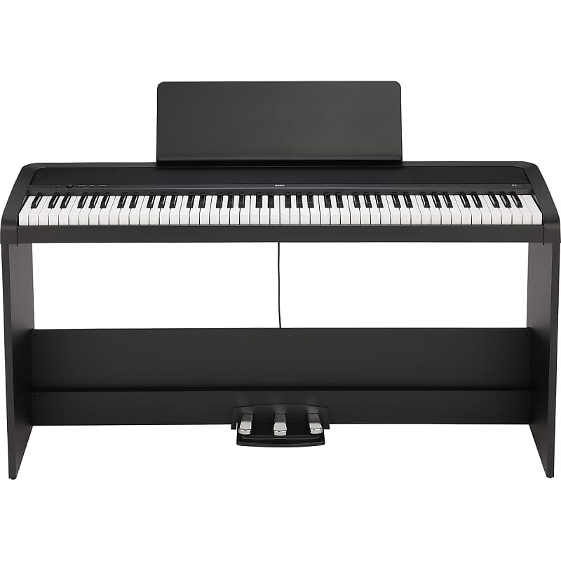 

Korg B2SP 88-клавишное цифровое домашнее пианино с мебельной подставкой и тройной педалью, черное B2SP-BLK