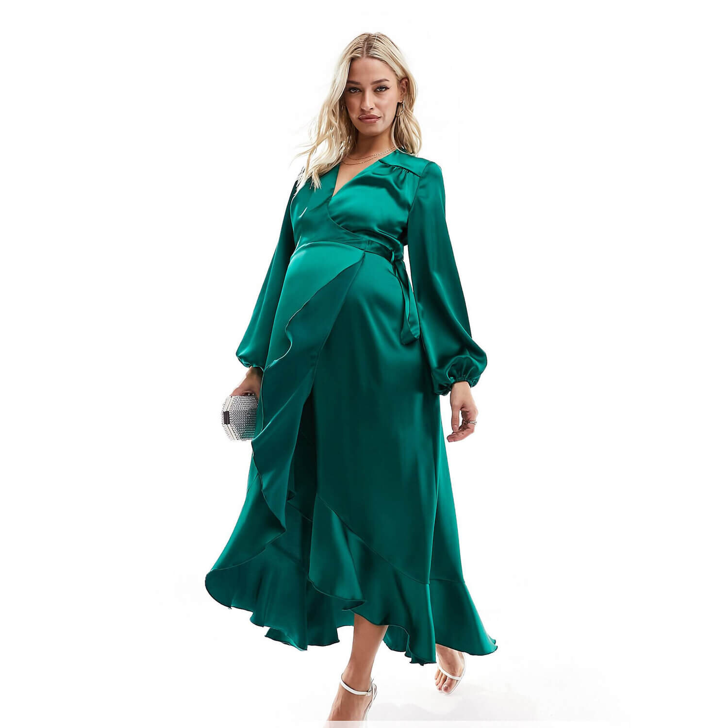 

Платье Flounce London Maternity Satin Wrap, зеленый