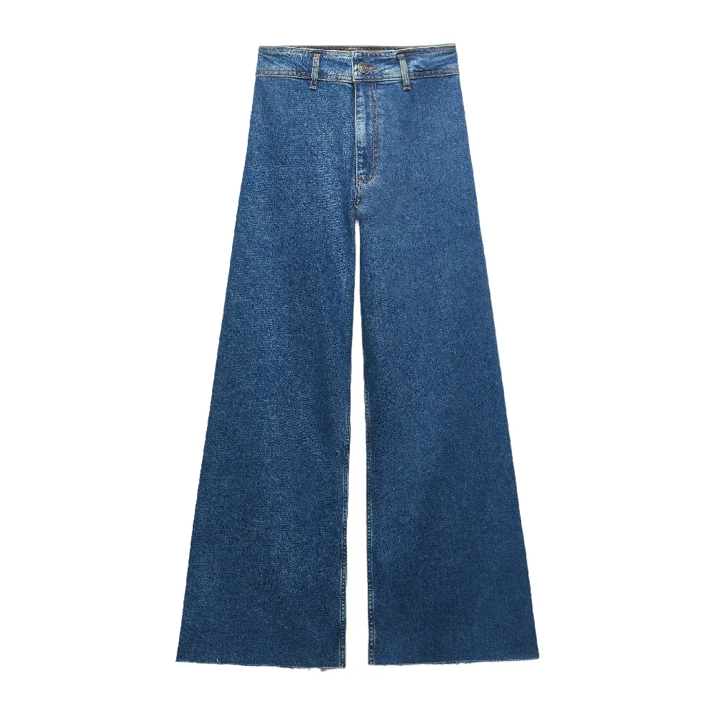 

Прямые джинсы с высокой талией zw marine ZARA, синий