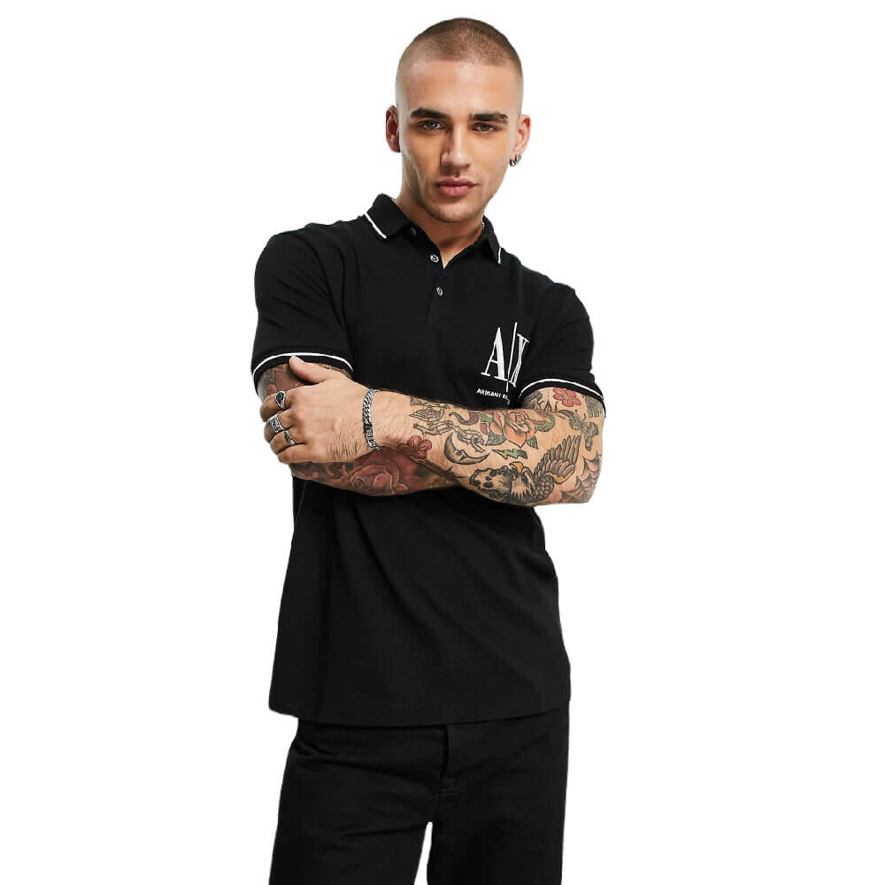 

Рубашка-поло Armani Exchange Large Logo, черный/белый