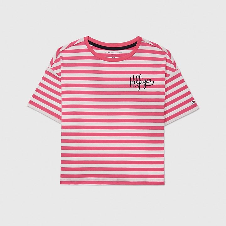 

Футболка Tommy Hilfiger Kids' Signature Stripe, коралловый/белый