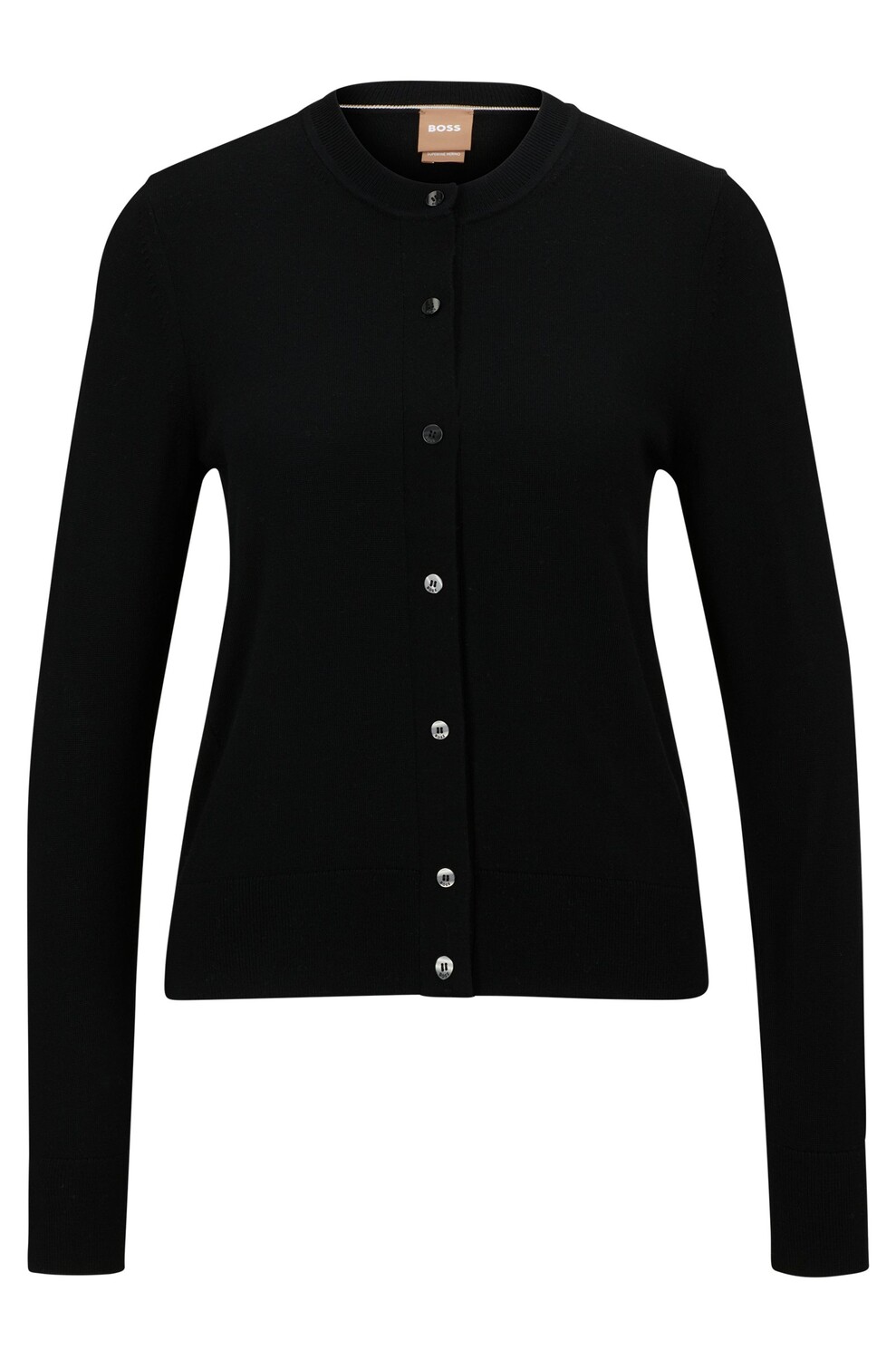 

Кардиган Boss Crew-neck In Merino Wool, черный