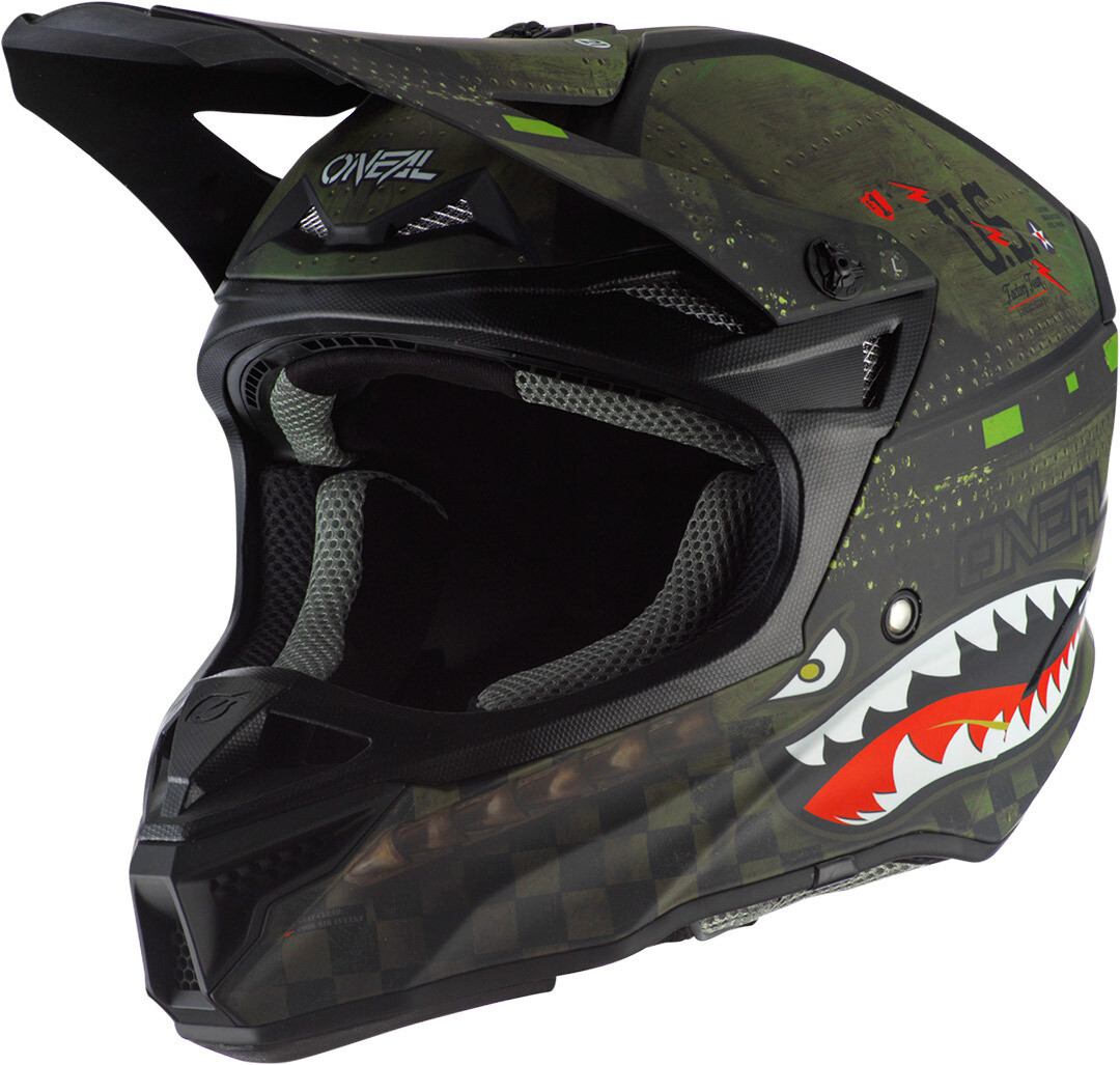 

Шлем Oneal 5Series Polyacrylite Warhawk для мотокросса, черный/зеленый/белый