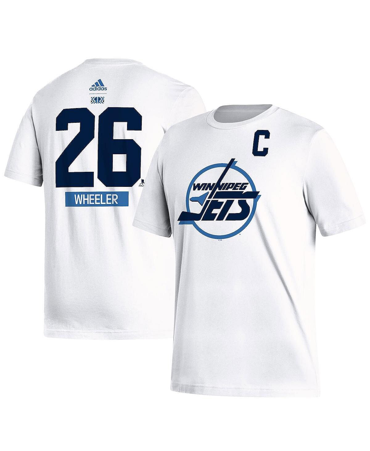 

Мужская футболка blake wheeler white winnipeg jets reverse retro 2.0 name and number adidas, белый