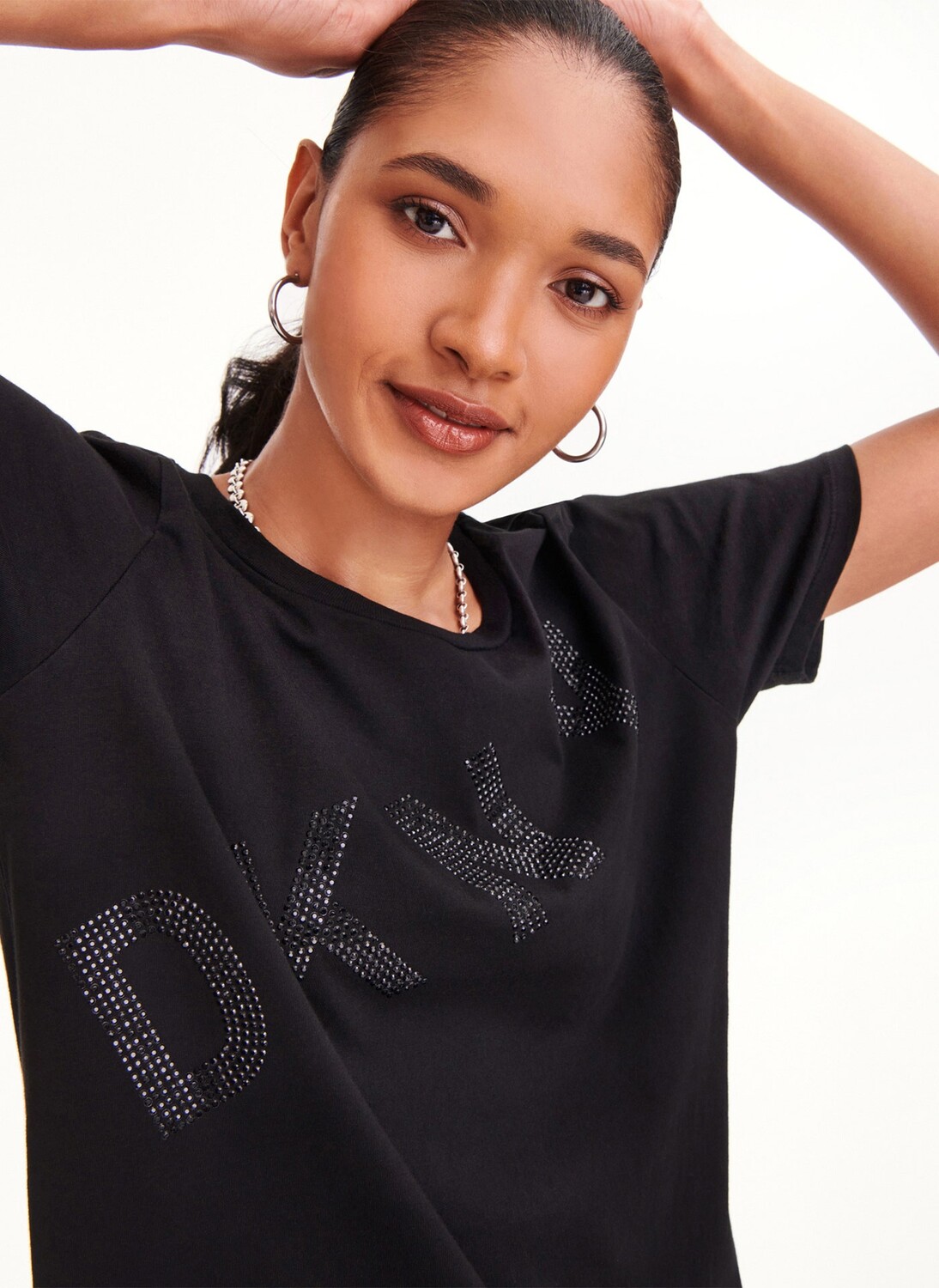 

Футболка Diagonal со стразами и логотипом DKNY