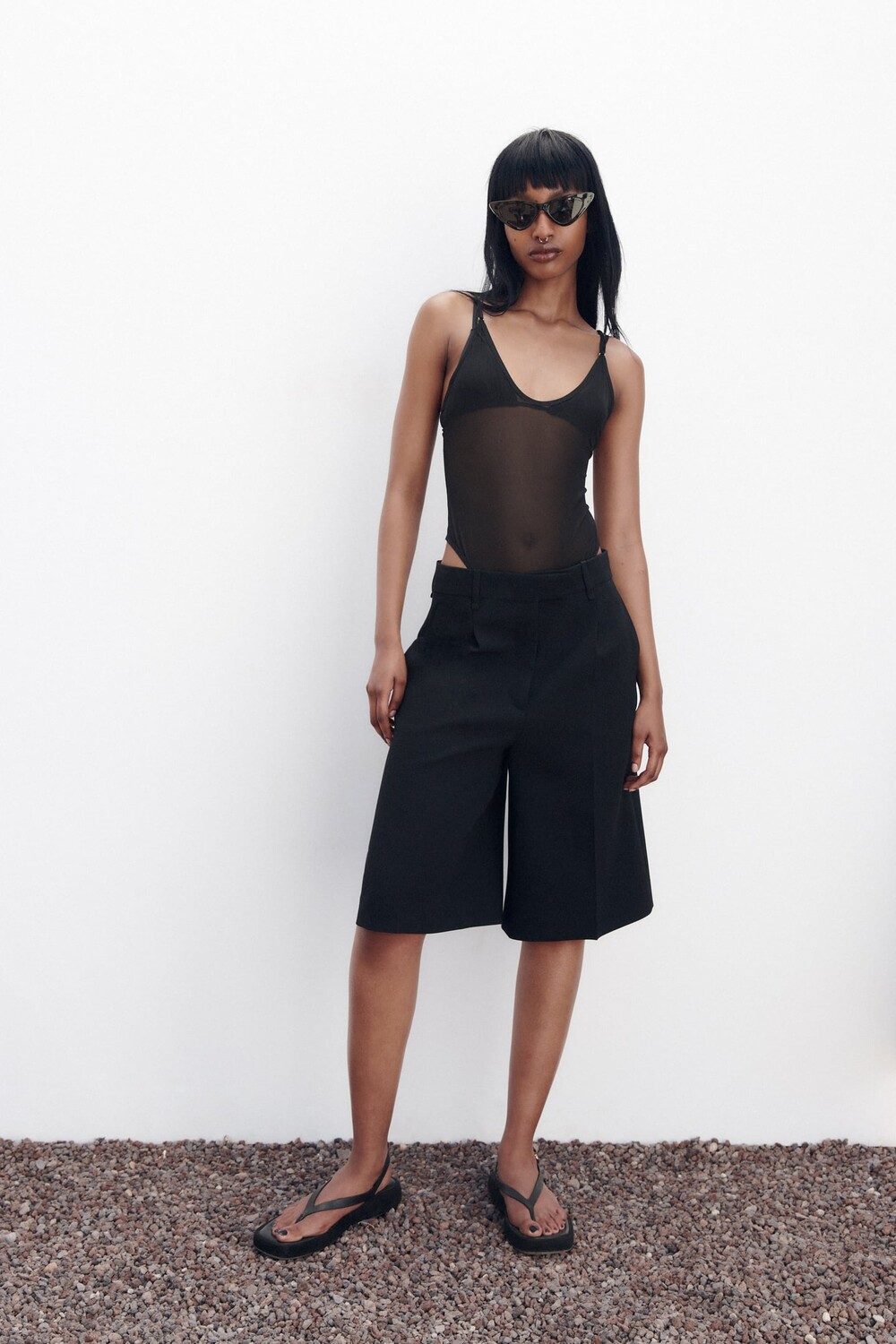

Боди из тюля ZARA, черный