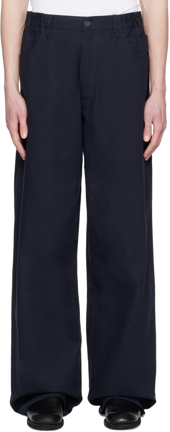 

Темно-синие эластичные брюки Raf Simons, Синий
