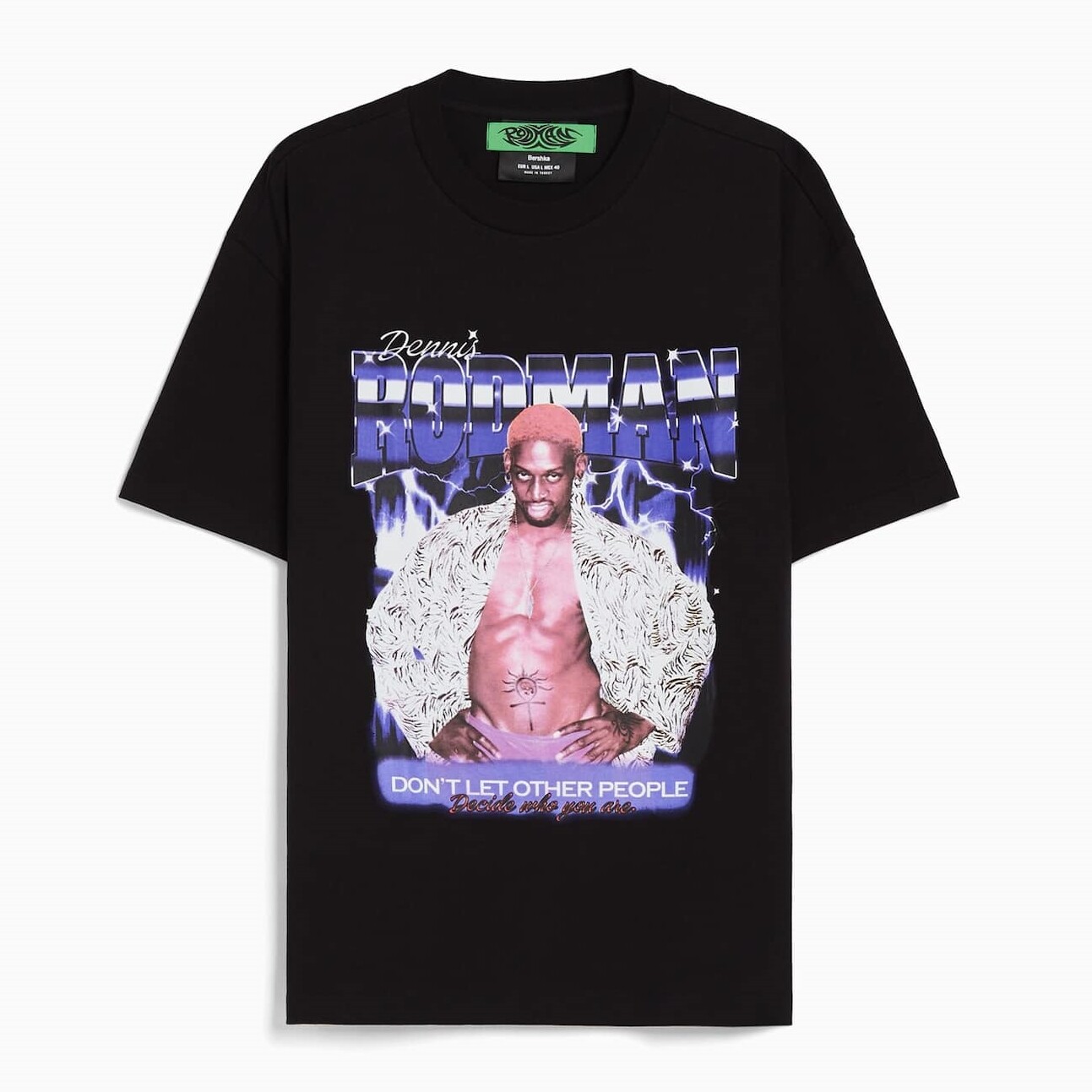 

Футболка Bershka X Dennis Rodman Print Short Sleeve Boxy Fit, черный